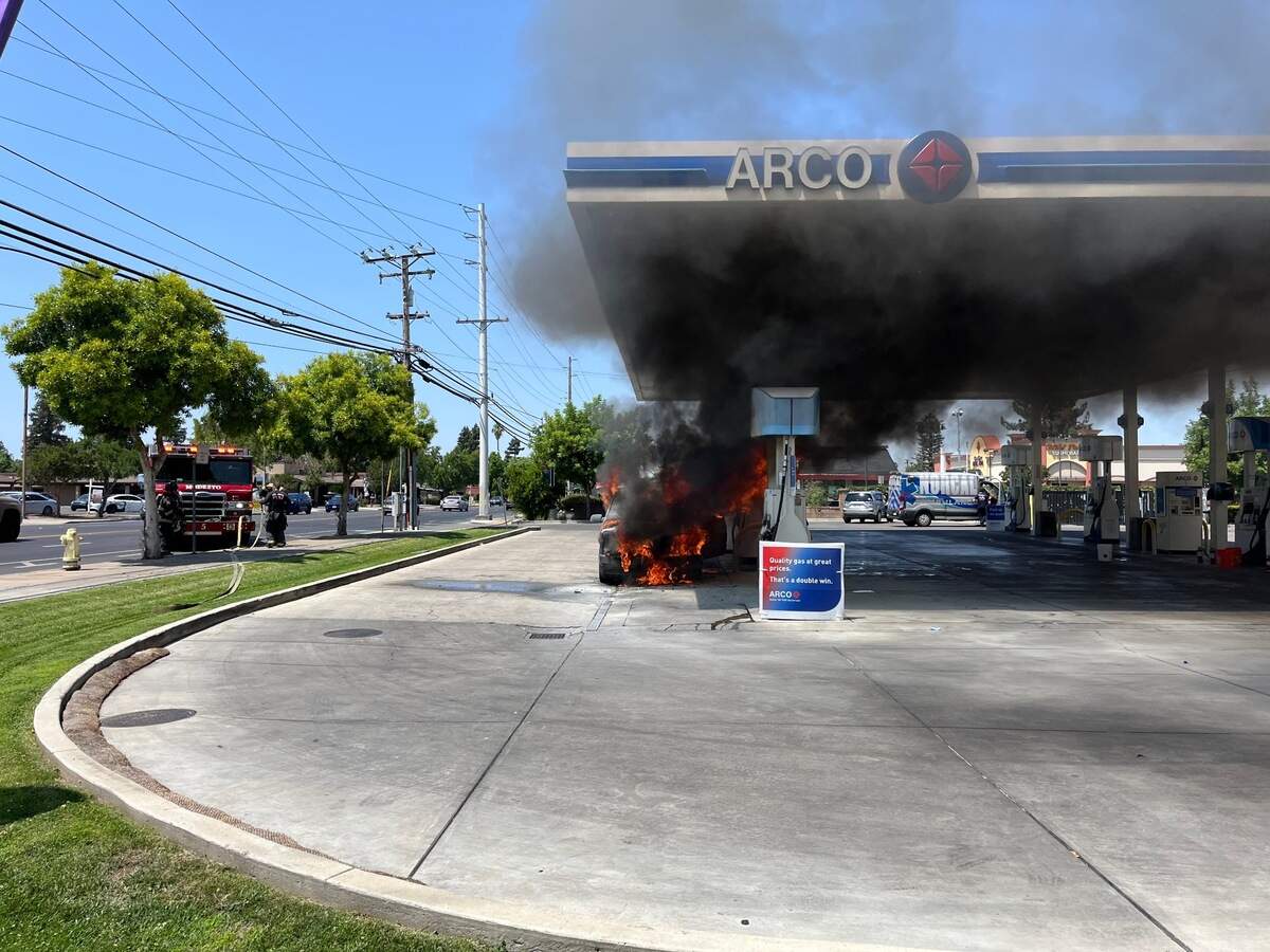Vehicle fires at Modesto gas station and Turlock Starbucks